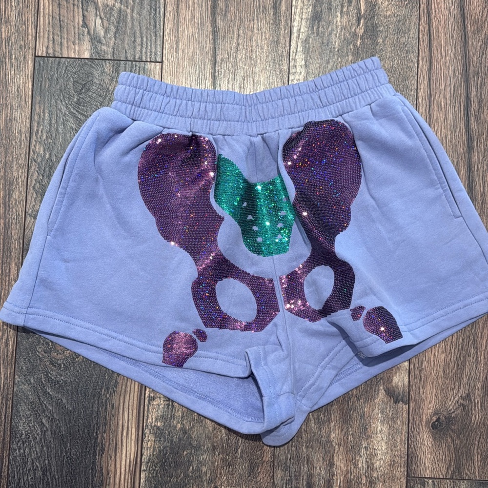 Queen of sparkles new! Purple Halloween skeleton  Shorts. Small